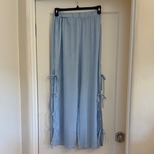 Blue Striped Wide Leg Pants